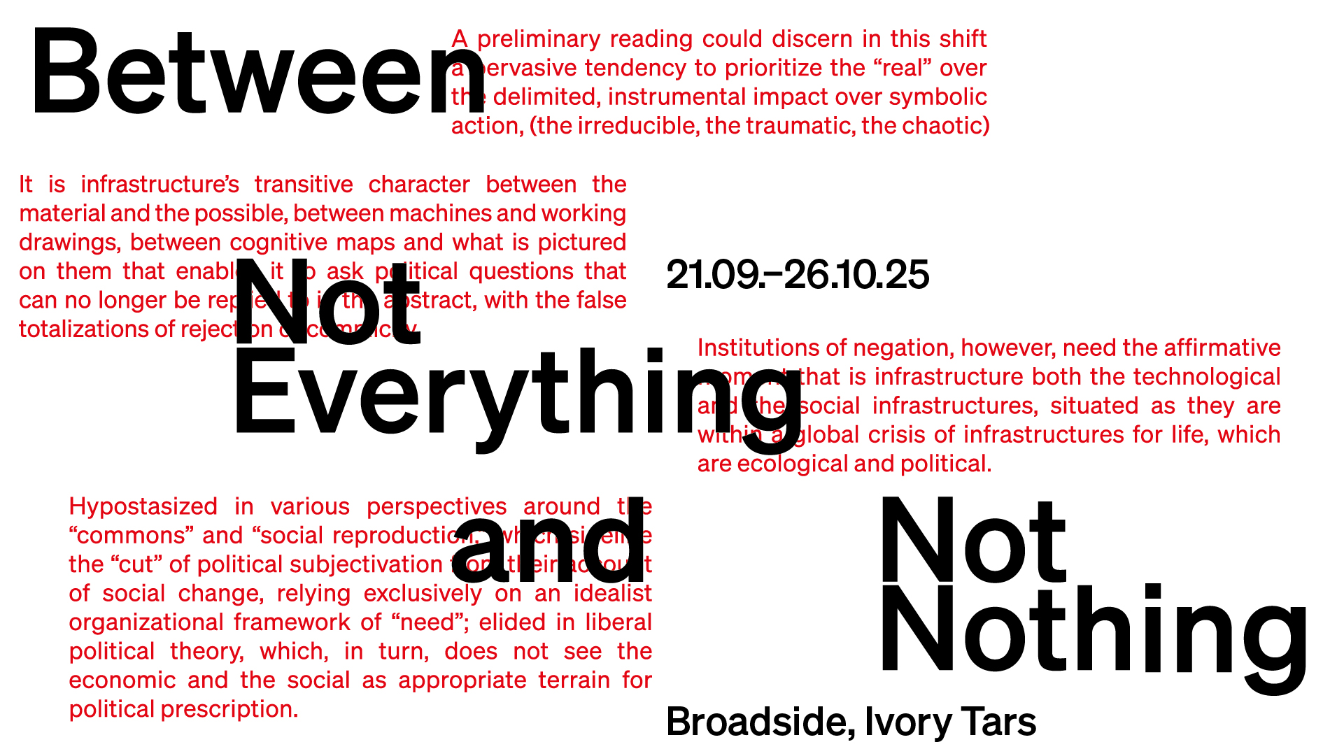 Between Not Everything and Not Nothing, red and black text with title